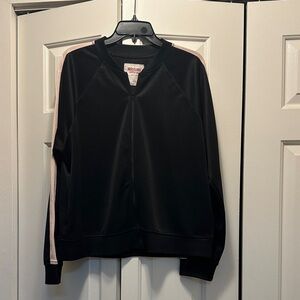 Mossimo Supply Co. Black Bomber Jacket with Pink Stripes